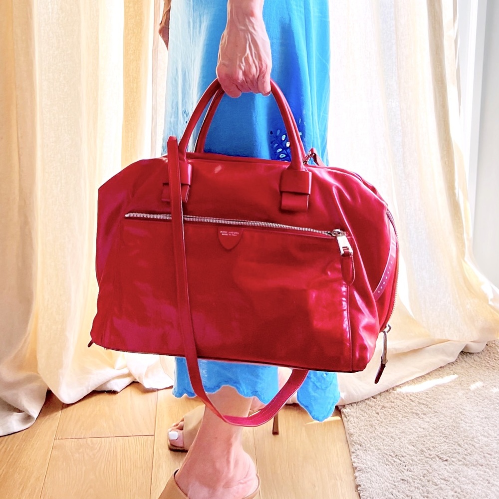 Marc Jacobs Red Lambskin Leather Tote Bag